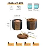 YHOJOY Salt and Pepper Bowl, Ceramic Salt Containers for Countertop, Salt and Pepper Cellar with Lid and Spoons, Black - Retail: $20