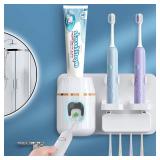 TuCao Toothpaste Dispenser Wall Mounted, Automatic Toothpaste Dispenser for Kids, Toothbrush Dispenser for Bathroom with 4 Toothbrush Slots - Retail: $14