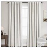 Cream Linen Blackout Curtains 84 inch Length 2 Panels Set for Bedroom Thermal Insulated 100 Blackout Linen Drapes Back Tab Neutral Rustic Farmhouse Block Out Room Darkening Window Curtains Ivory - Ret