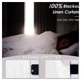 Cream Linen Blackout Curtains 84 inch Length 2 Panels Set for Bedroom Thermal Insulated 100 Blackout Linen Drapes Back Tab Neutral Rustic Farmhouse Block Out Room Darkening Window Curtains Ivory - Ret