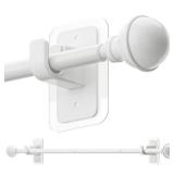 ENJOYBASICS No Drill Curtain Rods for Window 28 to 47 Inches, 58 Inch Diameter Renter Friendly Drapery Rod with Adhesive Brackets without Drilling, Adjustable from 27 to 52 Inches, White - Retail: $15