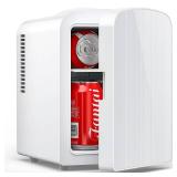 Electactic 4L6 Cans Mini Fridge, Portable Compact Refrigerator, Small Skin Care Fridge, Food and Drinks, Small Cooler for Bedroom, Dorm, Car, Office, White - Retail: $39
