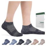 Bulinlulu Diabetic Socks for Men Women,6 Pairs Low Cut Non Binding Diabetic Socks,Ankle Seamless Socks for Men 6-9 9-12(Dark-Large) - Retail: $25