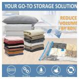 12 Pack Vacuum Storage Bags, Space Saver Vacuum Storage Bags, Vacuum Seal Bags for Clothing, Clothes, Comforters and Blankets, Hand Pump Included - Retail: $19