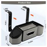 7-In-1 Car Seat Back Organizer with Cup Holders, Tissue Box, Garbage CanandHooks, Multifunctional Headrest Storage Organizer, Headrest Cup Holder for Backseat, Car Accessories for Trips, Travels(Gray)