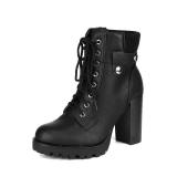 DREAM PAIRS Womenfts Lace up Combat Ankle Boots High Chunky Heel Fashion Heeled Booties Shoes,Size 8.5,Black,SCANDL - Retail: $71