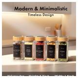 EDELHAUS® Square Spice Jars with Bamboo Wooden Lid (Pack of 24) Spice Jars with Shaker Insert and 240 Labels - Bamboo Lid Glass Container for Spice Organisation [4.3 in × 1.8 in] - Retail: $40