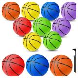 Jerify 12 Pack Official Size Rubber Basketballs for Kids Child Junior Youth Indoor Outdoor Sports Basket Balls with Pump Back to School Student Gifts Operation Christmas Bulk Items(Size 4, 25.5") - Re