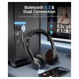 JIAMQISHI Wireless Headset with Mic for Work, Bluetooth V5.2 Headphones with AI Noise Cancelling Microphone, USB Dongle, Clear Calls and Mic Mute, for Laptop, PC, iPhone and Android Phones - Retail: $