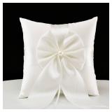 ATAILOVE Wedding Ring Pillow, Fairy Pearl Ivory Ring Bearer Cushion for Wedding Party 7.8" x7.8" - Retail: $10