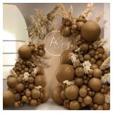 Brown Tan Balloons Arch Kit Double Stuffed Balloon Garland Coffee Balloons Different Sizes 18125In For Birthday Baby Shower Neutral Boho Party Decorations - Retail: $17