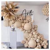 Nude Beige Balloon Double Stuffed Tan Brown Balloons Garland Different Sizes Latex Apricot Balloons Arch Kit for Neutral Baby Shower Jungle Theme Woodland Teddy Bear Birthday Boho Party Decorations - 