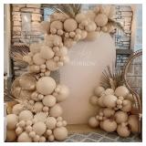 Nude Beige Balloon Double Stuffed Tan Brown Balloons Garland Different Sizes Latex Apricot Balloons Arch Kit for Neutral Baby Shower Jungle Theme Woodland Teddy Bear Birthday Boho Party Decorations - 
