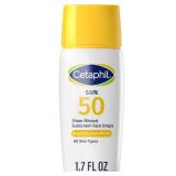 Cetaphil Sheer Mineral Liquid Sunscreen for Face, 100 Mineral UVAUVB Filters, Zinc Oxide Broad Spectrum SPF 50 Formulated for Sensitive Skin, Unscented, 1.7 Fl Oz - Retail: $10