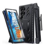 FNTCASE for Samsung Galaxy S25-Ultra Case: Military Grade Rugged Cell Phone Cover with Kickstand and Belt Clip Holster | Shockproof TPU Protection Bumper Design for S25 Ultra Cases 6.9 inch(Black) - R