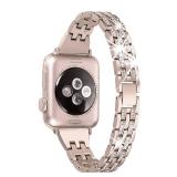 Secbolt Bling Bands Compatible with Apple Watch Band 38mm 40mm 41mm 42mm(Series 10) Women iWatch SE Series 10 9 8 7 6 5 4 3 2 1, Dressy Jewelry Metal Wristband Strap Diamond Rhinestone, Color Match Se