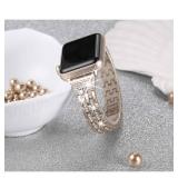 Secbolt Bling Bands Compatible with Apple Watch Band 38mm 40mm 41mm 42mm(Series 10) Women iWatch SE Series 10 9 8 7 6 5 4 3 2 1, Dressy Jewelry Metal Wristband Strap Diamond Rhinestone, Color Match Se