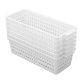 Yarebest 6-Pack White Plastic Storage Basket, Small Storage Bins - Retail: $17