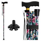 Walking Cane PANZHENG Cane for ManWoman | Mobility and Daily Living Aids | 5-Level Height Adjustable Walking Stick | Comfortable Plastic T-Handle Portable Walking Stick Folding Cane - Retail: $23