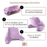 Nestl Reading Pillow with Shredded Memory Foam, Designed for Sitting Up in Bed and Couch, Back and Arms Adjustable Support for Adult and Teens Backrest Pillows for Reading, with Washable Cover Lavende