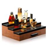 Sephyroth Cologne Organizer for Men 3 Tier of Elevated Cologne Display Shelf with Drawer Storage Perfume Organization and Storage Display Risers,Great Gift for Man(Walnut Black) - Retail: $40