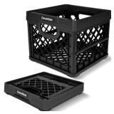 CleverMade Collapsible Milk Crate, Obsidian, 1PK - 25L (6 Gal) Stackable Storage Bins, Holds 50lbs Per Bin - Clevercrates are Heavy Duty, Plastic Collapsible Storage Crate for Multi Purposes - Retail: