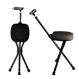 Yayayo Hold 440 lbs Folding Canes with Seat Walking Stick Height Adjustment Cane Seat Capacity Frosted Handle with Magnetic Therapy Stone Crutches Stool (Square LED) - Retail: $50