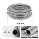 Elecoman 1 inch 25ft Liquid-Tight Conduit and Connector Kit,Flexible Non-Metallic Liquid Tight Electrical Conduit Kit with 5 Straight and 3 90-Degree Connector Fittings,1in. Dia - Retail: $40