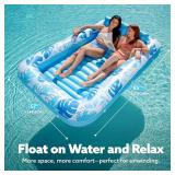 SLOOSH Inflatable Tanning Pool Lounger Float, 85 x 57" Extra Large Pool Floats Adult with Pillow, 4 in 1 Suntan Tub Raft Floatie,Sunbathing Bed Lounge for Water Blow Up Ball Pit Party Gifts, XL-Blue -