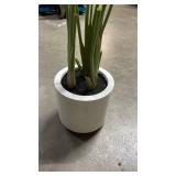 Ceramic White Pot with Artificial Flower Stems