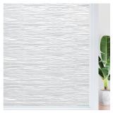Haton Window Privacy Film, Frosted Glass Privacy Window Clings, Sun Blocking Frosting Opaque Coverings, Static Cling Removable Decorative Stickers for Home Door, Non-Adhesive 17.5 x 78.7" - Retail: $7