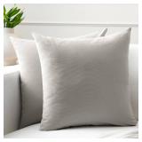 Encasa XO Throw Pillow Covers 16x16 in Set of 2 Light Grey | No Inserts | Cotton Pillow Covers for Living Room, Bed, Sofa, Couch | Decorative Cushion Covers with Improved Zippers - Retail: $12