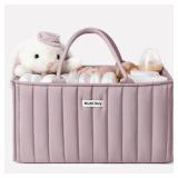 Blissful Diary Baby Diaper Caddy Organizer, Stylish Storage Basket for Newborn Essentials and Diaper Station, Gift for Baby Shower and Registry Must-Have, Mauve Pink - Retail: $26