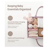 Blissful Diary Baby Diaper Caddy Organizer, Stylish Storage Basket for Newborn Essentials and Diaper Station, Gift for Baby Shower and Registry Must-Have, Mauve Pink - Retail: $26