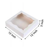CHERRY 12x12x3" White Bakery Boxes with PVC Window for Pie and Cookies Boxes Large Natural Kraft Paper Box, Pack of 12 - Retail: $20