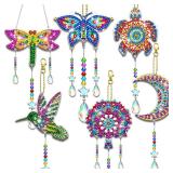 JeCuiK 6 Pcs Diamond Painting Suncatchers Double Sided Diamond Art Suncatcher Mandala 5D DIY Diamond Painting Wind Chimes Paint by Number Diamond Art Kits for Adults Hanging Ornaments - Retail: $16