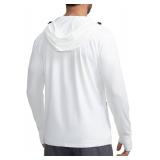 Menfts UPF 50+ Light Jacket Full Zip Sun Protection Hoodie Long Sleeve Sun Shirts for Men Hiking Fishing Zip Pockets(White M)