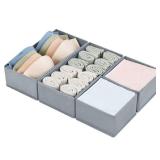 DIMJ Drawer Organizers Clothes, Set of 4 Dresser Organizer Bins, Fabric Closet Organizers and Storage, Shallow Drawer Dividers for Nursery, Clothing, Baby Clothes, Socks, Underwears, Tie (Grey) - Reta