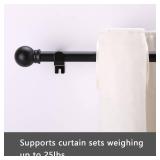 GXOACKJ Curtain Rods for windows 28-78 inch, 58 inch Decorative Matte Black Splicing Heavy Duty Metal Curtain Rod set with Brackets - Retail: $13