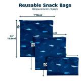 Tiny Twinkle 3 Pack Reusable Snack Bags - Machine Washable, PFAS, PVC, BPA, Phthalate-Free Reusable Baby and Toddler Food Safe Snack Bags (Ocean) - Retail: $17