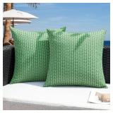 Kevin Textile Outdoor Waterproof Throw Pillow Covers Pack of 2 Farmhouse Decorative Cushion Covers for Garden Patio Tent Balcony Bench Couch Sofa 20x20 Inch, Sage Green - Retail: $18