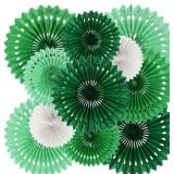 BEISHIDA Green White Party Decoration Hanging Honeycomb Round Paper Fans Kit for Theme Birthday Baby Shower Summer Forest Patrickfts Irish Backdrop Party Supplies?11packs? - Retail: $13