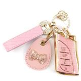 Rayslesan Key Fob Cover with Leather Holder Compatible with AirtagRFID,Compatible with Lexus GX ES NX RC LC LS UX,RFID Protector,Car Key Accessories(4-Button, Gold Pink) - Retail: $17