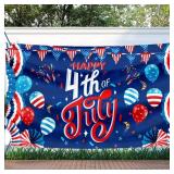 Large 4th of July Decorations Banner Outdoor Patriotic Memorial Day Independence Day Flag71x44 Inch, Flag Day Yard Sign Bunting Background for Photography for Indoor Home House Decor Party Supplies - 