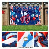 Large 4th of July Decorations Banner Outdoor Patriotic Memorial Day Independence Day Flag71x44 Inch, Flag Day Yard Sign Bunting Background for Photography for Indoor Home House Decor Party Supplies - 