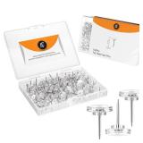 150 Pack Clear Push Pins Tacks by Luxurecourt, Flat Head Thumbtacks for Bulletin Board, Wall Hanging, Cork Board, Shadow Box, Heavy Duty Plastic Head with Steel Point in Reusable Storage Box. - Retail