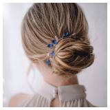 fxmimior Simple Dainty Blue Crystal Rhinestone Hair Comb Hair Accessories with Rhinestone Bridal Silver Side Combs for Women Hair Ornaments in the form of Combs - Retail: $9