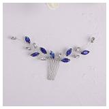 fxmimior Simple Dainty Blue Crystal Rhinestone Hair Comb Hair Accessories with Rhinestone Bridal Silver Side Combs for Women Hair Ornaments in the form of Combs - Retail: $9