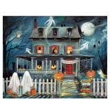 Bits and Pieces 1000 Piece Jigsaw Puzzle for Adults - Enter If You Dare - Haunted House Halloween Jigsaw Puzzle by Artist Ruane Manning, Completed Puzzle Size: 20" x 27" - Retail: $15