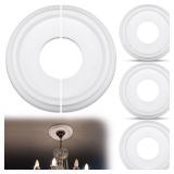 Retisee 4 Pack Split Ceiling Medallion for Light Fixtures Ceiling Light Medallion Round PU Fan Light Cover for Chandelier Pendant, 9.84\ OD x 3.8\in ID, 0.98ftft Thick(White)